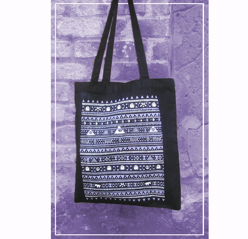 Tribal Pacman Beutel / Zweifarb Siebdruck